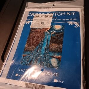 Blue Lady Cross Stitch Kit with Moonlit Design 30x40